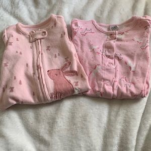 Carters Child Of Mine Baby Girl Pink 0-3 Month Footie Pajamas